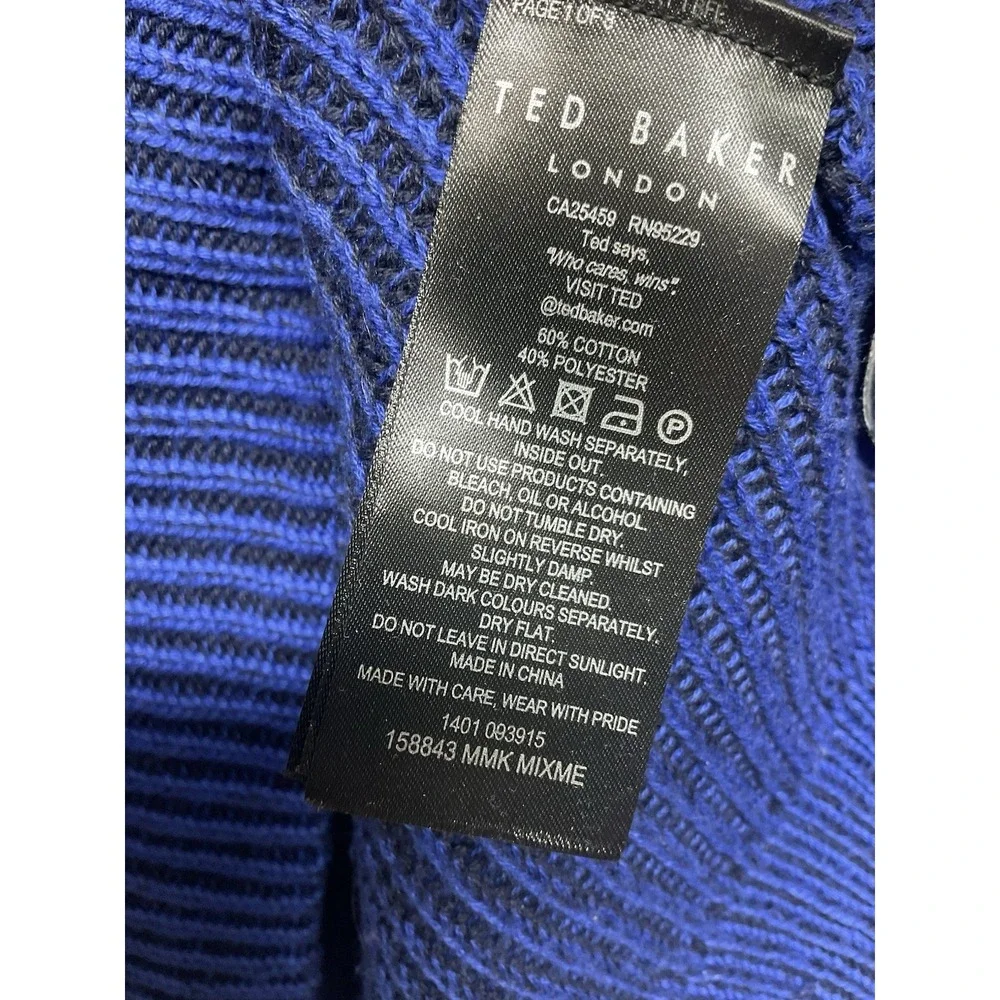 Ted Baker Mens Mixme Directional Ribbed Crewneck Sweater Cotton Blend Size 4/ L